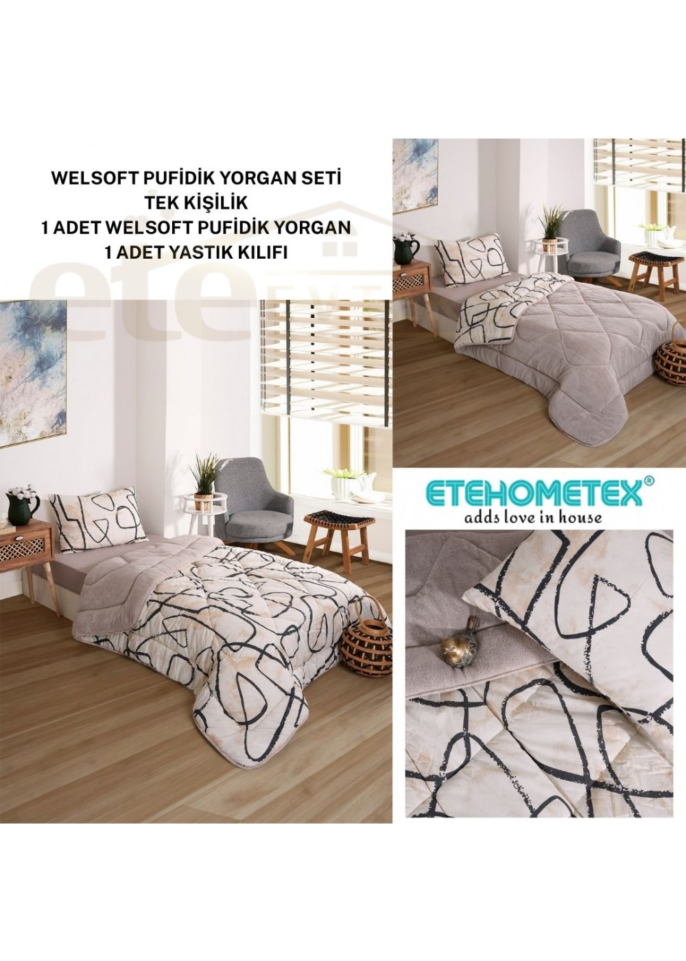 ETE HOMETEX TEK KİŞİLİK LÜX WELSOFT YORGAN EFEKT BEJ 155X215CM 8696474231964 ETE HOMETEX TEK KİŞİLİK LÜX WELSOFT YORGAN EFEKT BEJ 155X215CM 8696474231964